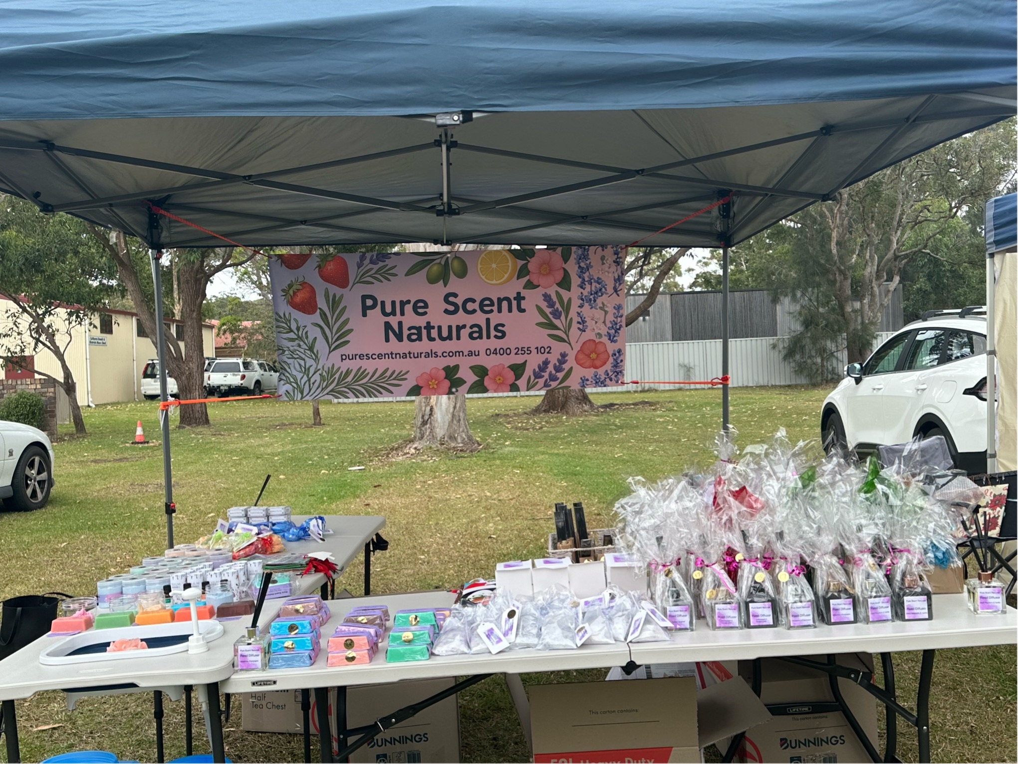 Pure Scent Naturals market stall display