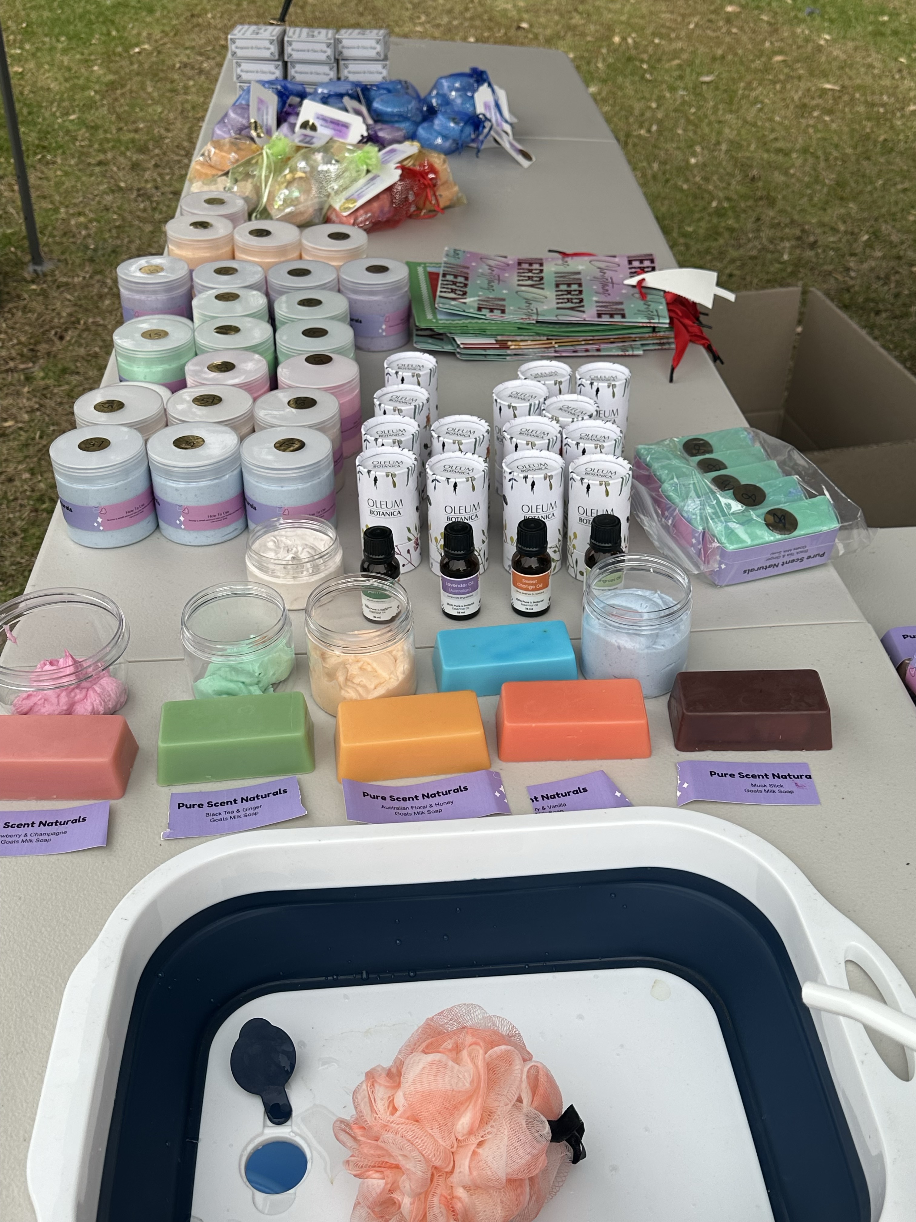 Handmade soaps and body products at the market