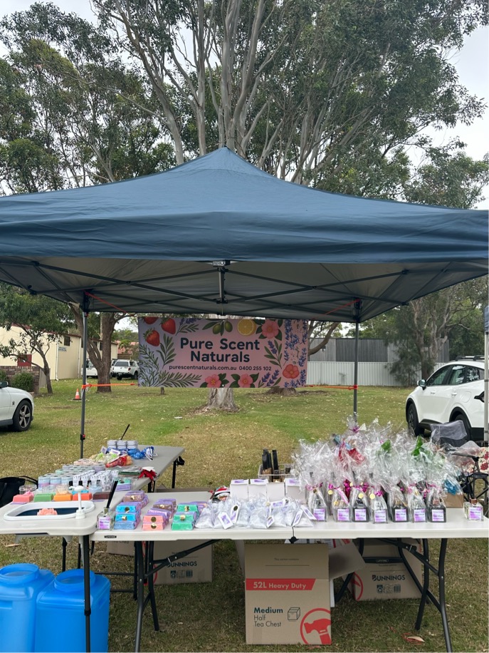 Pure Scent Naturals stall at an outdoor market